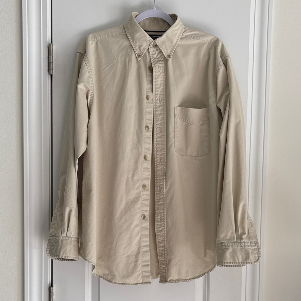 Men's Roundtree & Yorke Beige Button-Down Shirt Size M